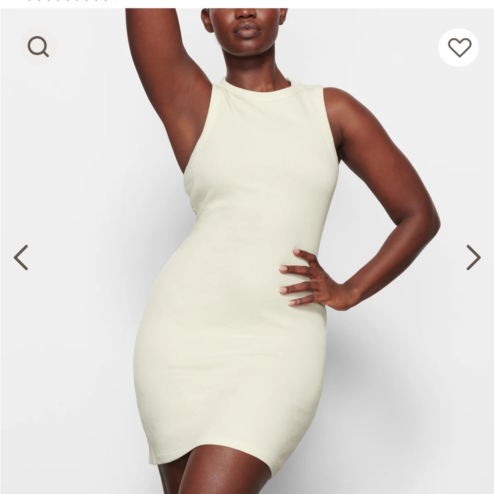 Skims ribbed dress in bone